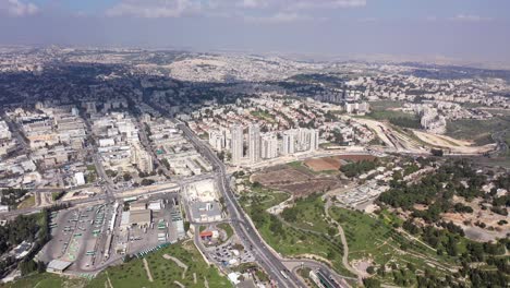 jerusalem city wide aerial flight view