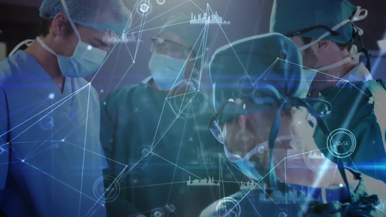 병원에서 수술을 하는 다양한 외과 의사의 그룹에 대한 연결 네트워크