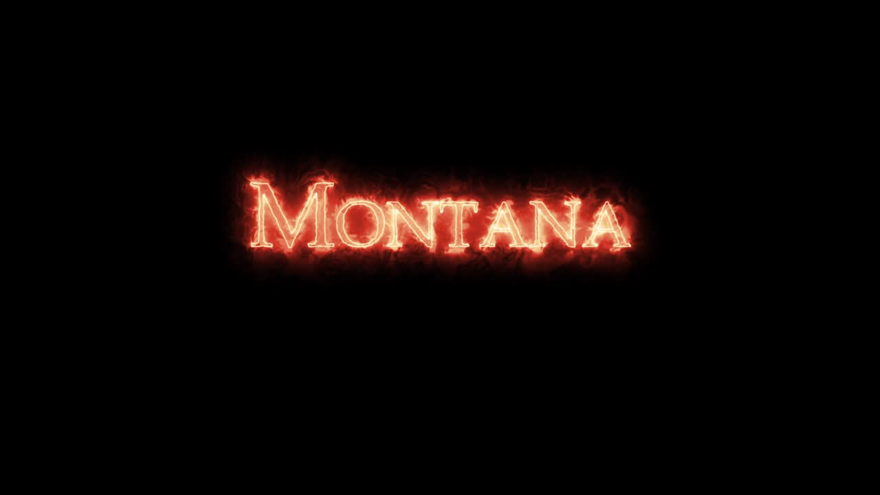 Montana written with fire. Loop