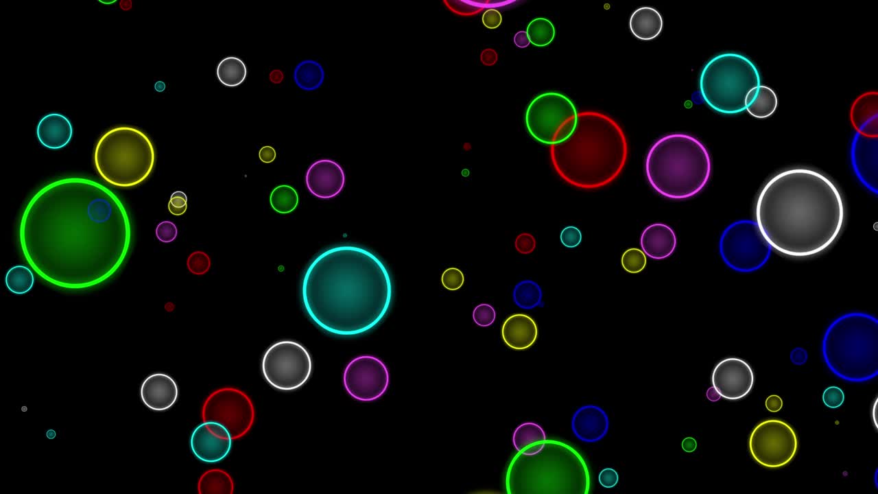 círculos coloridos brillantes gráficos de movimiento con fondo nocturno