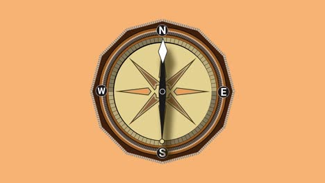 compass spinning 4k animation. geography navigation pointing equipment with magnetic hand, wind rose and guide scale. old gps nautical topography instrument of mapping orientation