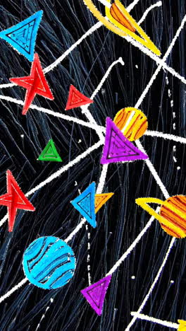vibrant abstract space art with geometric shapes
