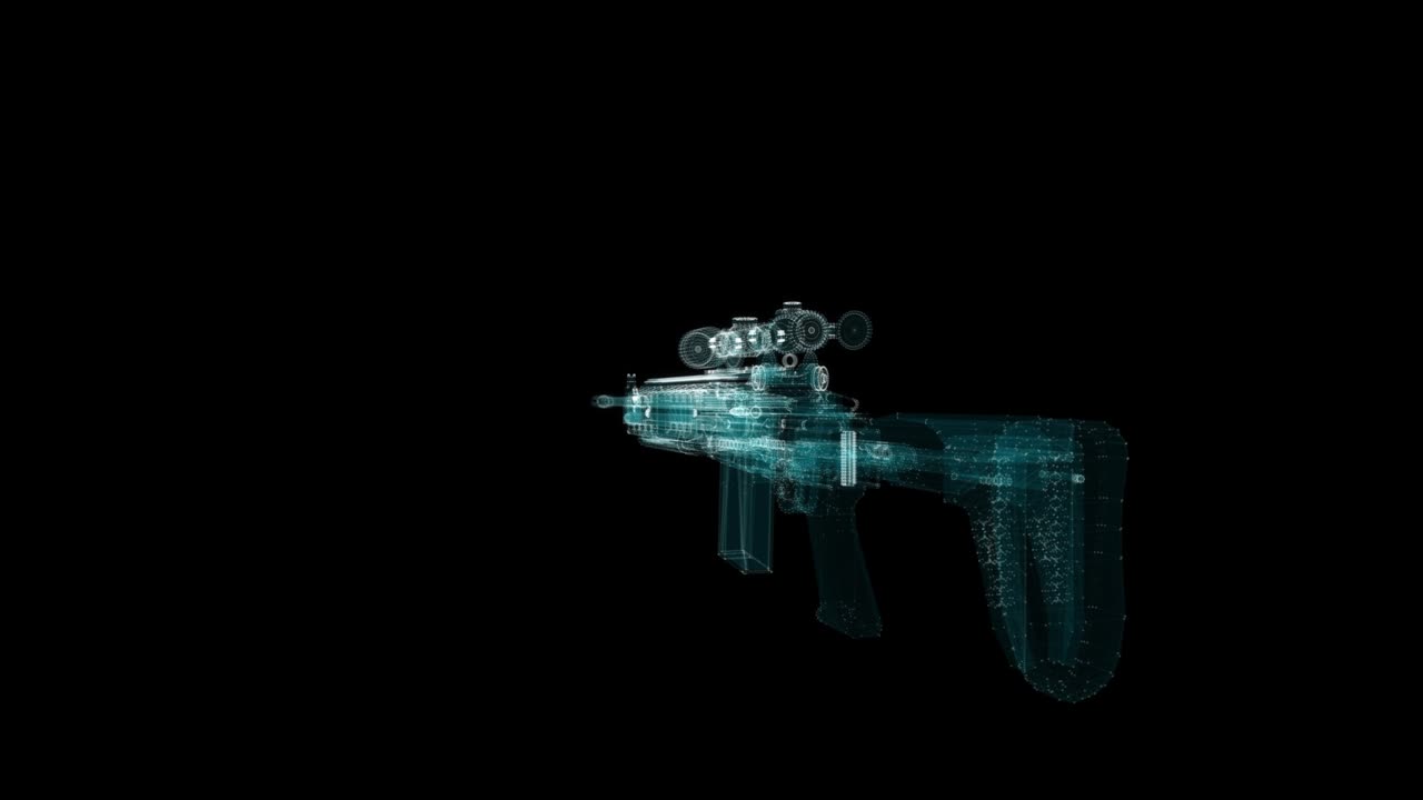 holograma de ametralladora. concepto de arma y tecnología