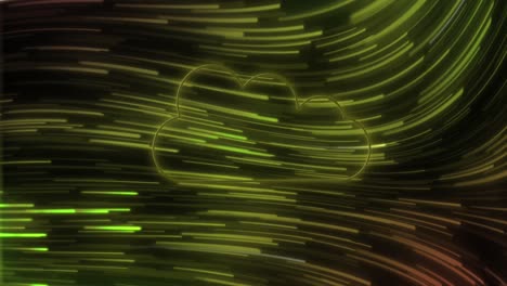 animación del icono de la nube de neón sobre los senderos amarillos