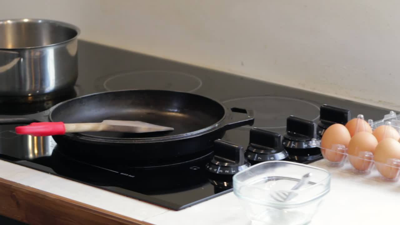 Cooking utensils for meal with eggs