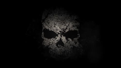 foggy sinister decaying spot lit skull background loop