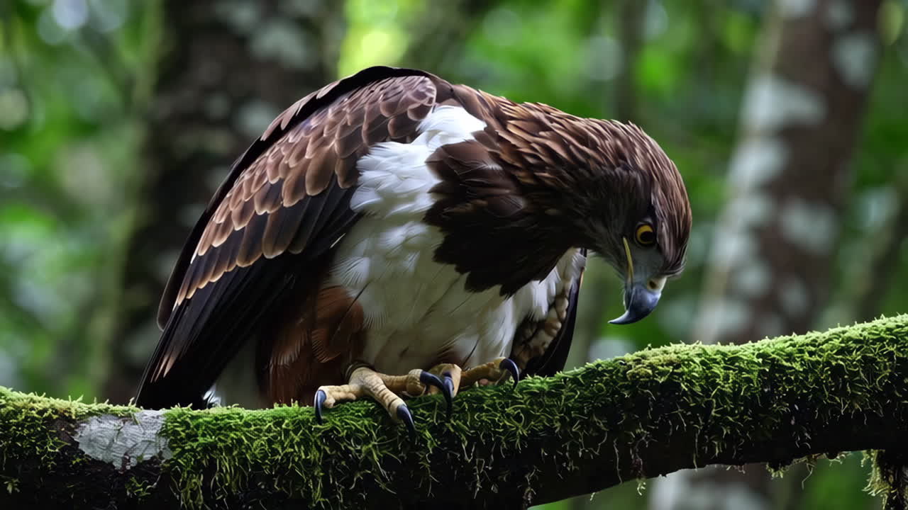 Eagle Perched on a Branch in a Forest
