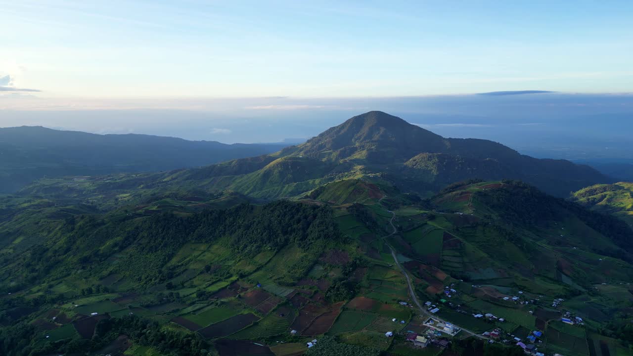 Drone shot of the mountains of Mindanao in the Philippines