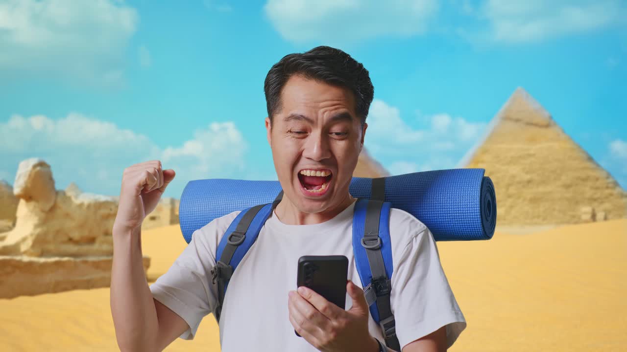 Excited Tourist in Egypt