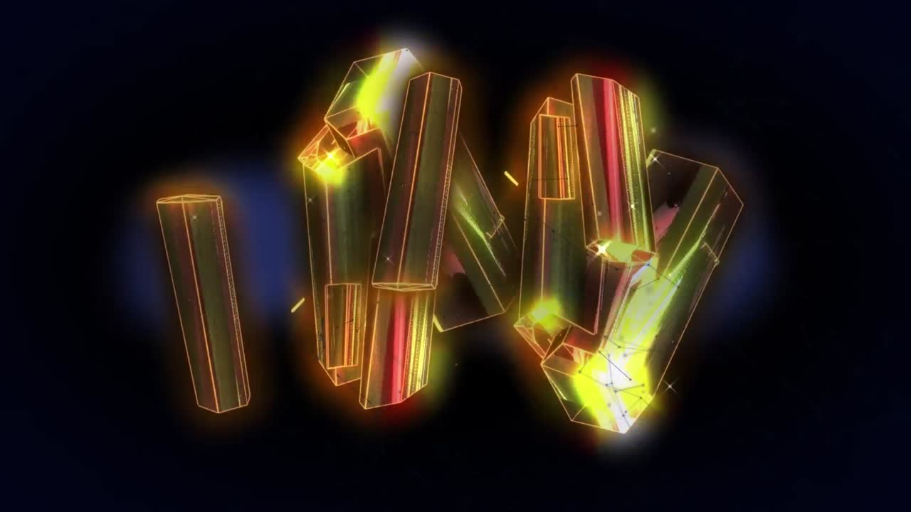 animación de cristales que se mueven sobre las formas