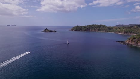 Water-activities-from-a-catamaran-on-a-jetski,-in-Costa-Rica-Guanacaste