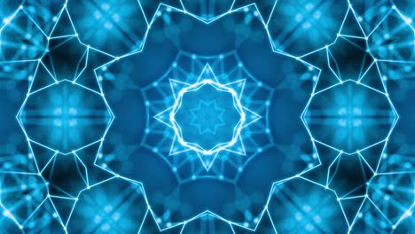 el caleidoscopio de neón de bucle azul de vj. animación sin costuras.