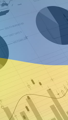 Animation-of-graphs-and-data-over-flag-of-ukraine