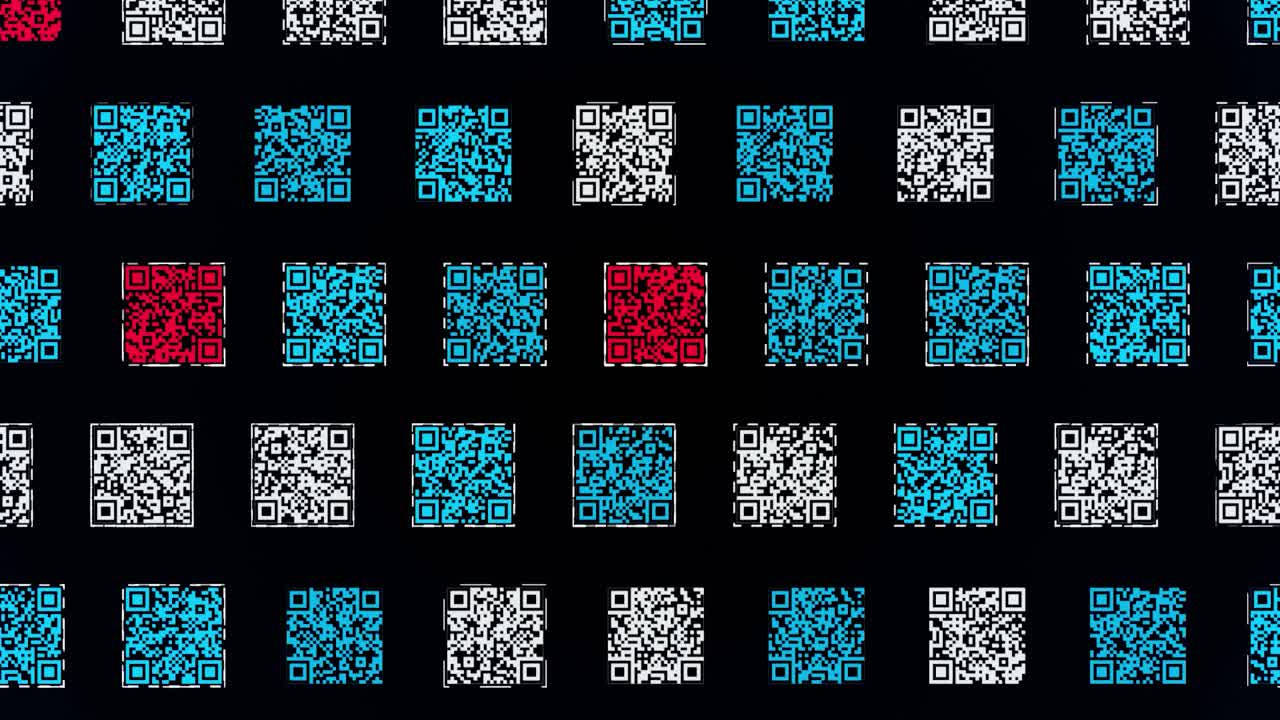 patrón de código qr colorido en fondo negro