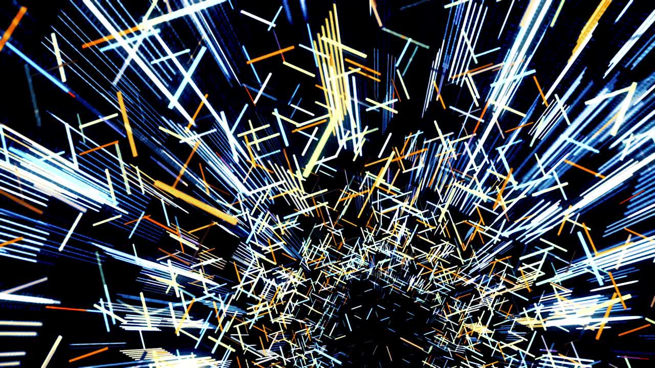 fondo cósmico creativo abstracto con hiper salto a otra galaxia. animación. velocidad de la luz, rayos brillantes de neón en movimiento, bucle sin costuras