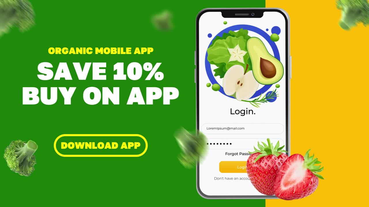 Promozione di App Mobile Biologica con Frutta e Verdura Salutare