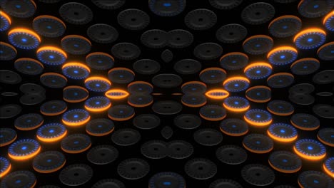 abstract geometric pattern with circles and neon lights