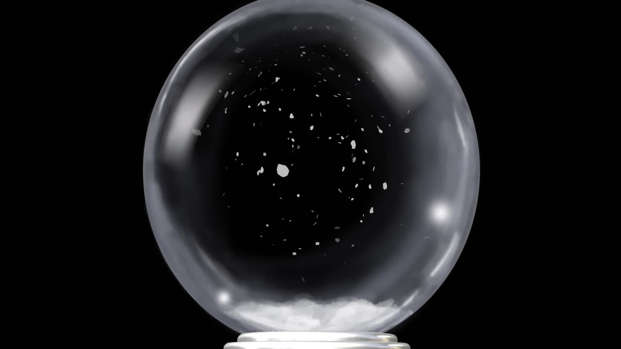 검은 바탕에 눈이 내리는 크리스마스 스노우 글로브의 애니메이션