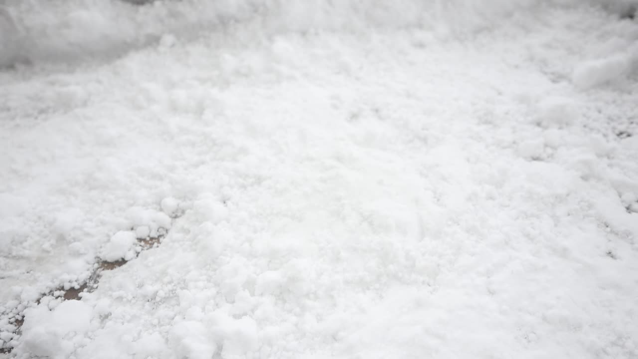 Person holding purple gloves in the snow