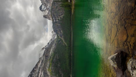 vertical 4k time lapse of lake o'hara, yoho national park, canada