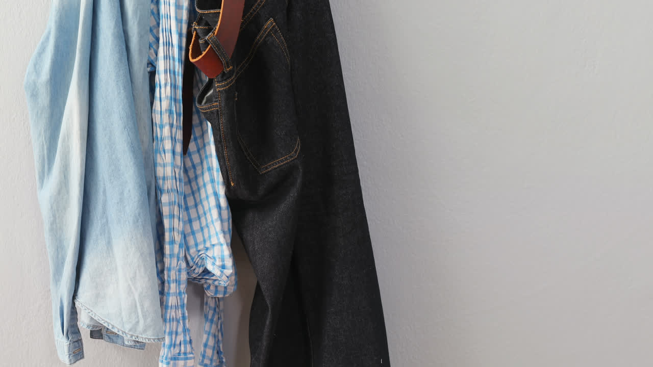 Camicie e jeans appesi all'appendiabiti 4k