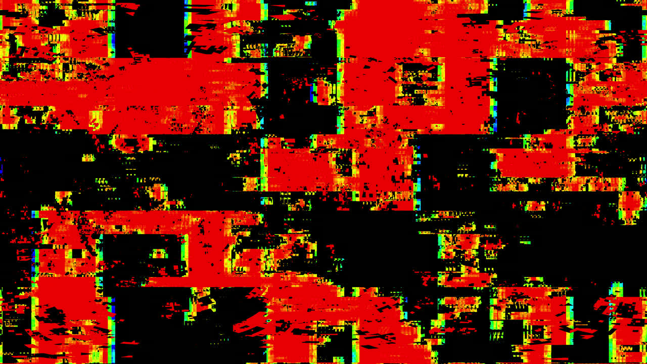 Effetto glitch digitale in transizione verso uno schermo rosso unito