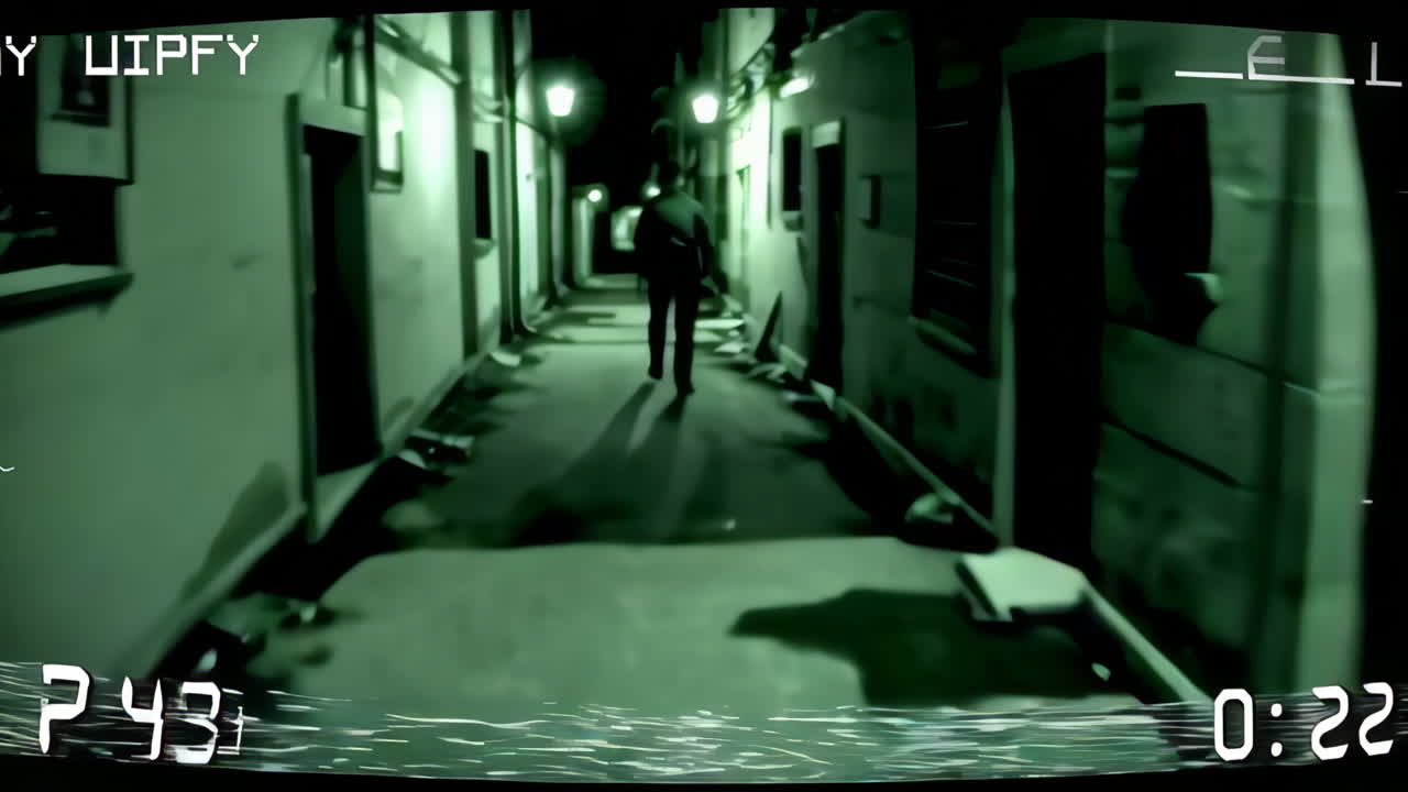 una persona caminando por un callejón oscuro por la noche