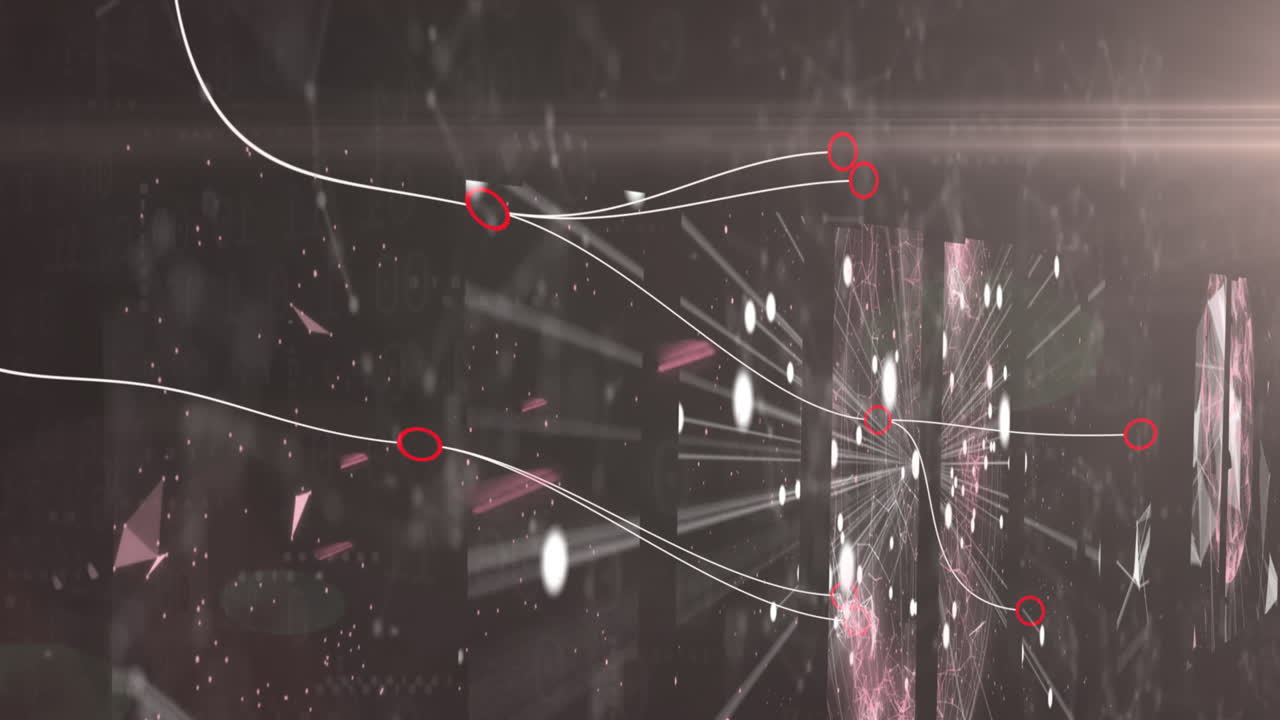 모양과 빛으로 검은 바탕에 선의 애니메이션과 데이터 처리