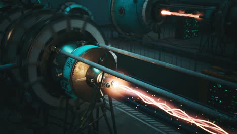 laboratorio de alta tecnología con corrientes de energía brillantes y tecnología avanzada