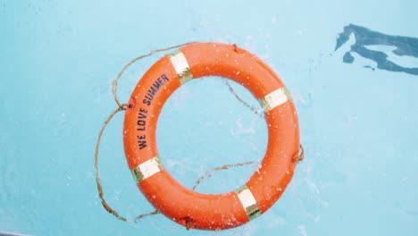 inflatable ring floating in swimming pool