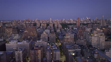 aerial view of new york city's upper west side at night. shot in manhattan