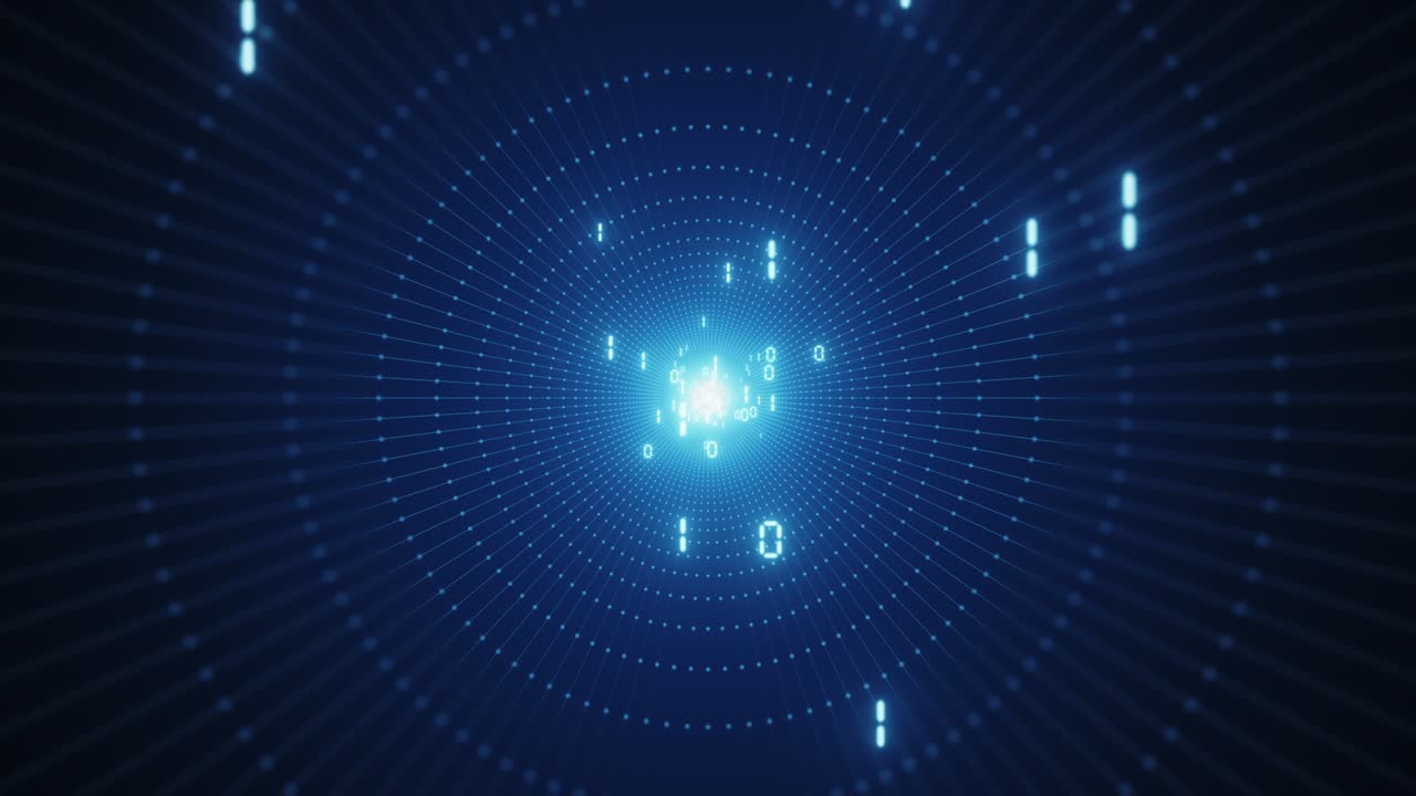 Information flow futuristic matrix transfer digital code numbers big data tunnel 3d rendering