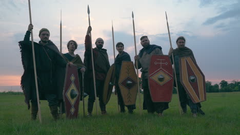 ancient warriors in reenactment