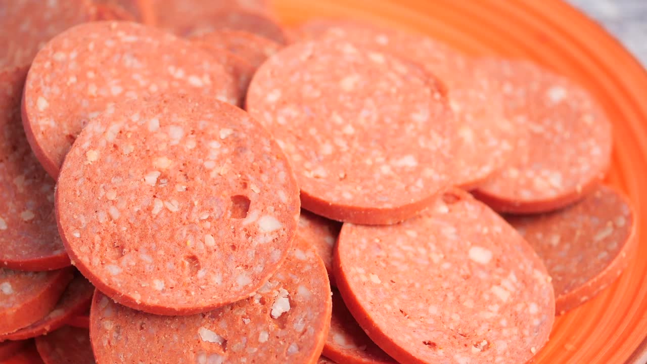 Close-up of Salami Slices