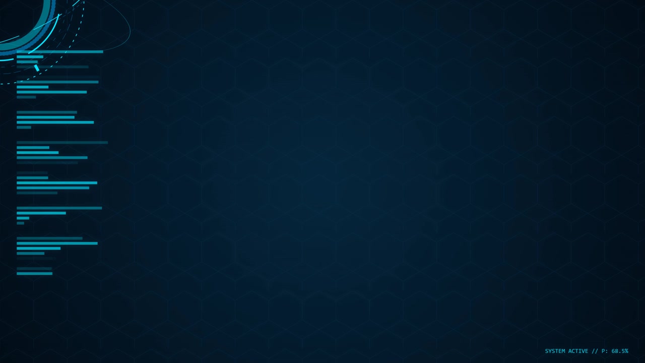 Futuristic Digital Interface Loading Screen with Hexagonal Background