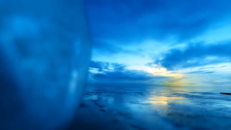 blue sky and water reflection with horizon light