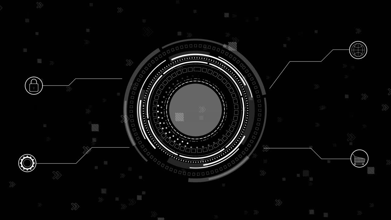 Futuristic digital round hud interface cybersecurity ecommerce global networks modern tech dashboard