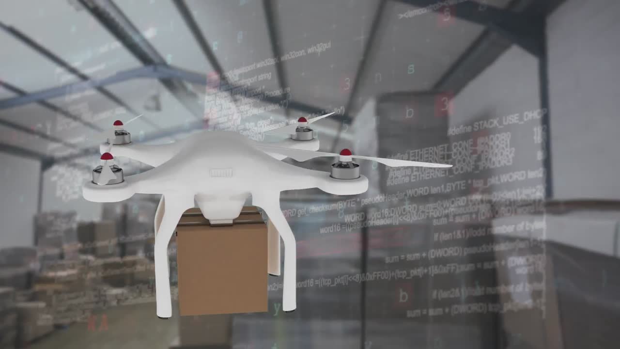 상자를 들고 있는 드론