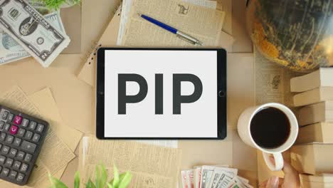 pip displaying on finance tablet screen
