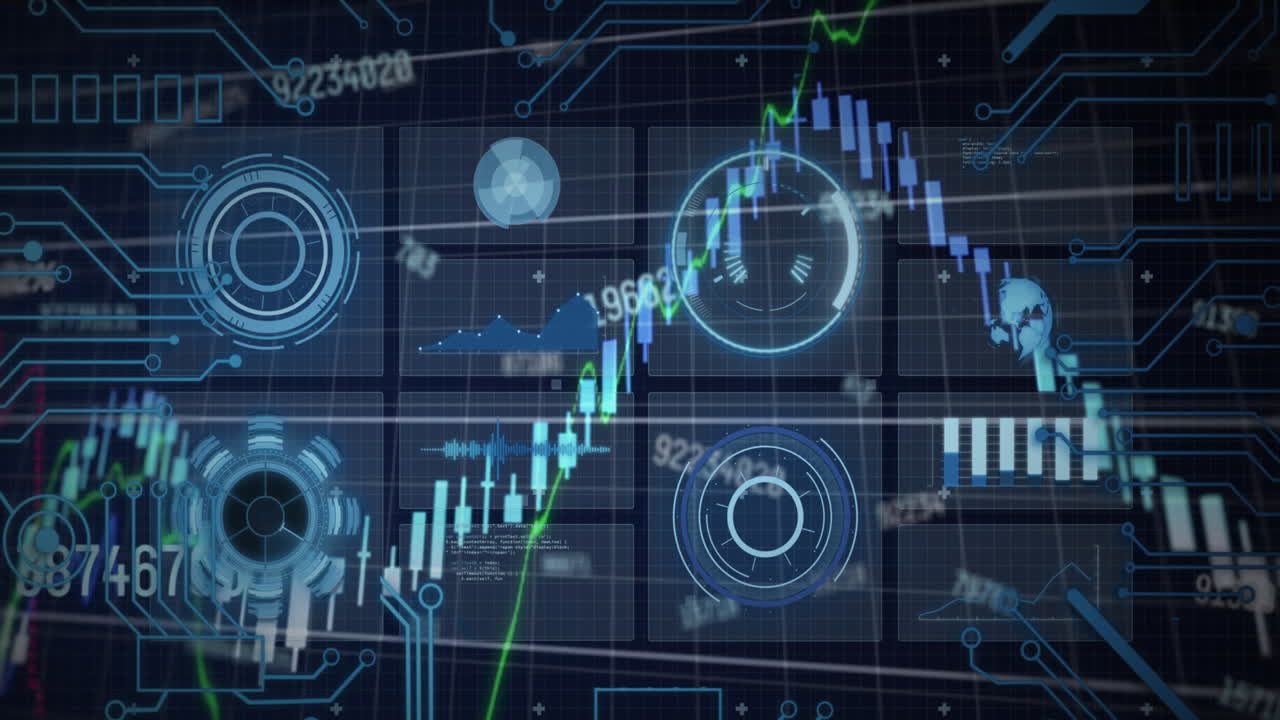검은 바탕에 스 ⁇  스캐닝과 함께 데이터 처리의 애니메이션