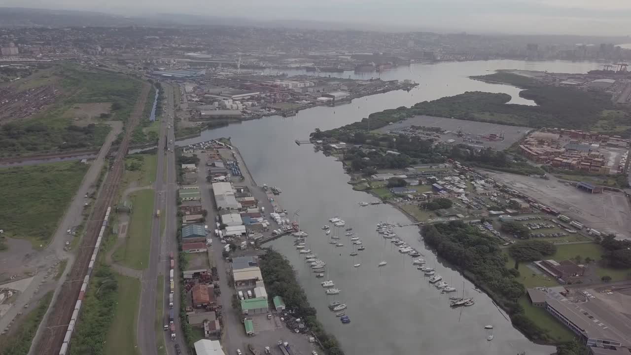Aerial View of a City Port and Marina