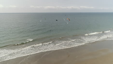 aerial view kitesurf in santa marianita beach ecuador