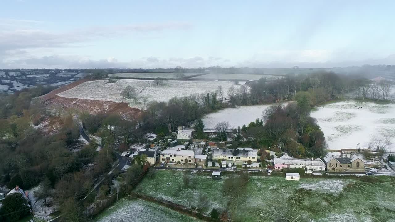 Wintry landscape over a quaint English hamlet