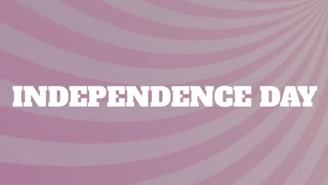 animation of independence day text over purple and grey moving striped background