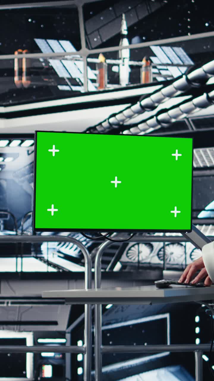 Vertical video Astronaut getting mission briefing from leader before leaving space station