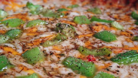 extreme close up macro shot of a vegetarian pizza