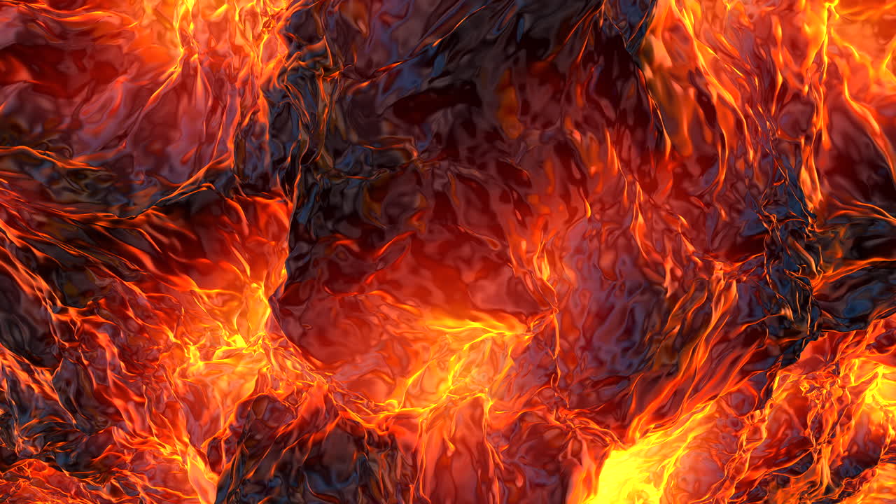 Orange-red intense flames rise and burn in a dramatic stylised blazing inferno scene