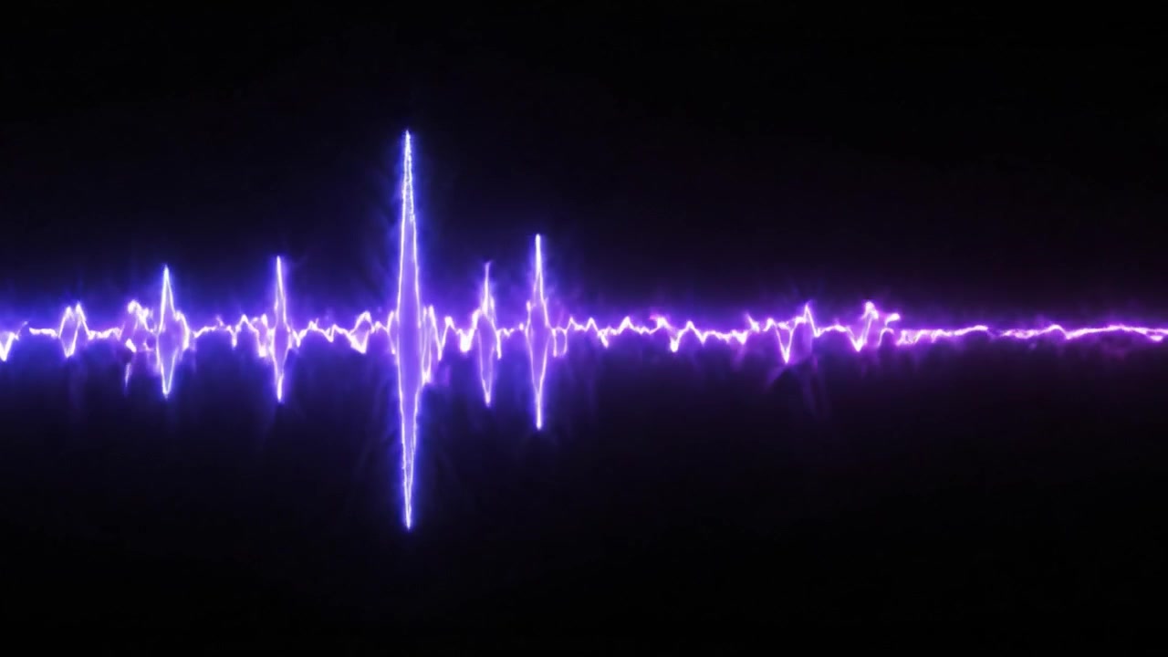 Una cautivadora representación visual de ondas sonoras oscilando entre dos colores distintos, mostrando la vitalidad y energía del audio en una exhibición fascinante