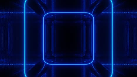 habitación de neón de bucle vj. habitación de espejo con luz de neón en movimiento. luz. bg festivo abstracto con reflejo brillante. luces de discoteca de habitación oscura. bg de bucle sin costuras con luz de neon. club nocturno de estilo de neón brillante bg.