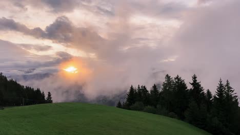 high above clouds in italian alps a sunrise is spectacular